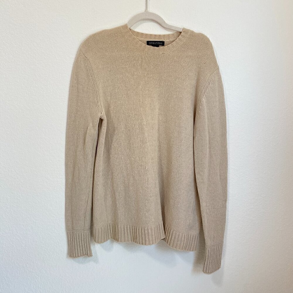 Banana Republic Lambswool Cashmere Crewneck Sweater Beige Tan Large
